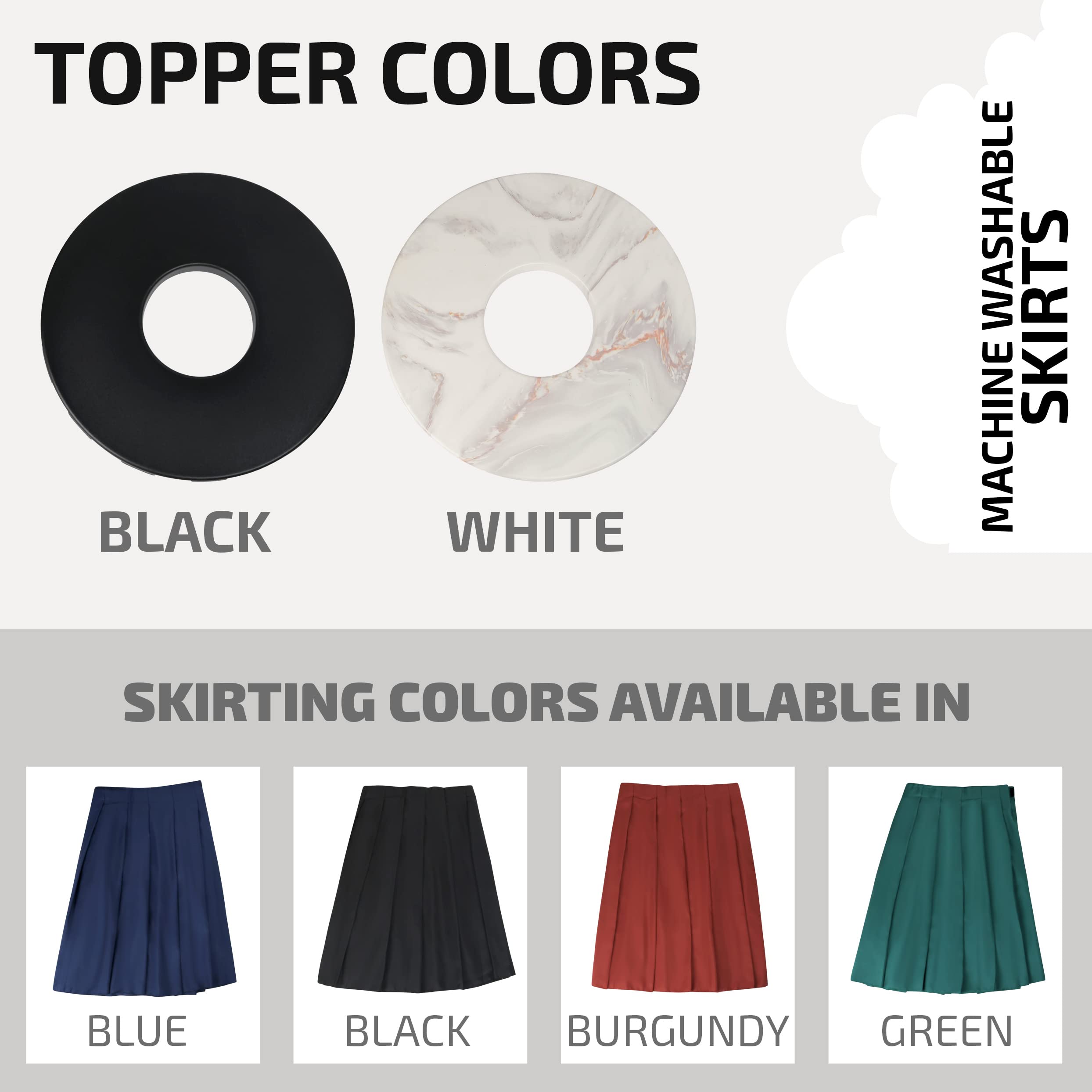 44-55 Gallon Trash Can Topper with Skirt - Marble Design Black Lid Cover for Kitchen, Bathroom & Outdoor Waste Bins - Durable & Stylish Garbage Can Accessory