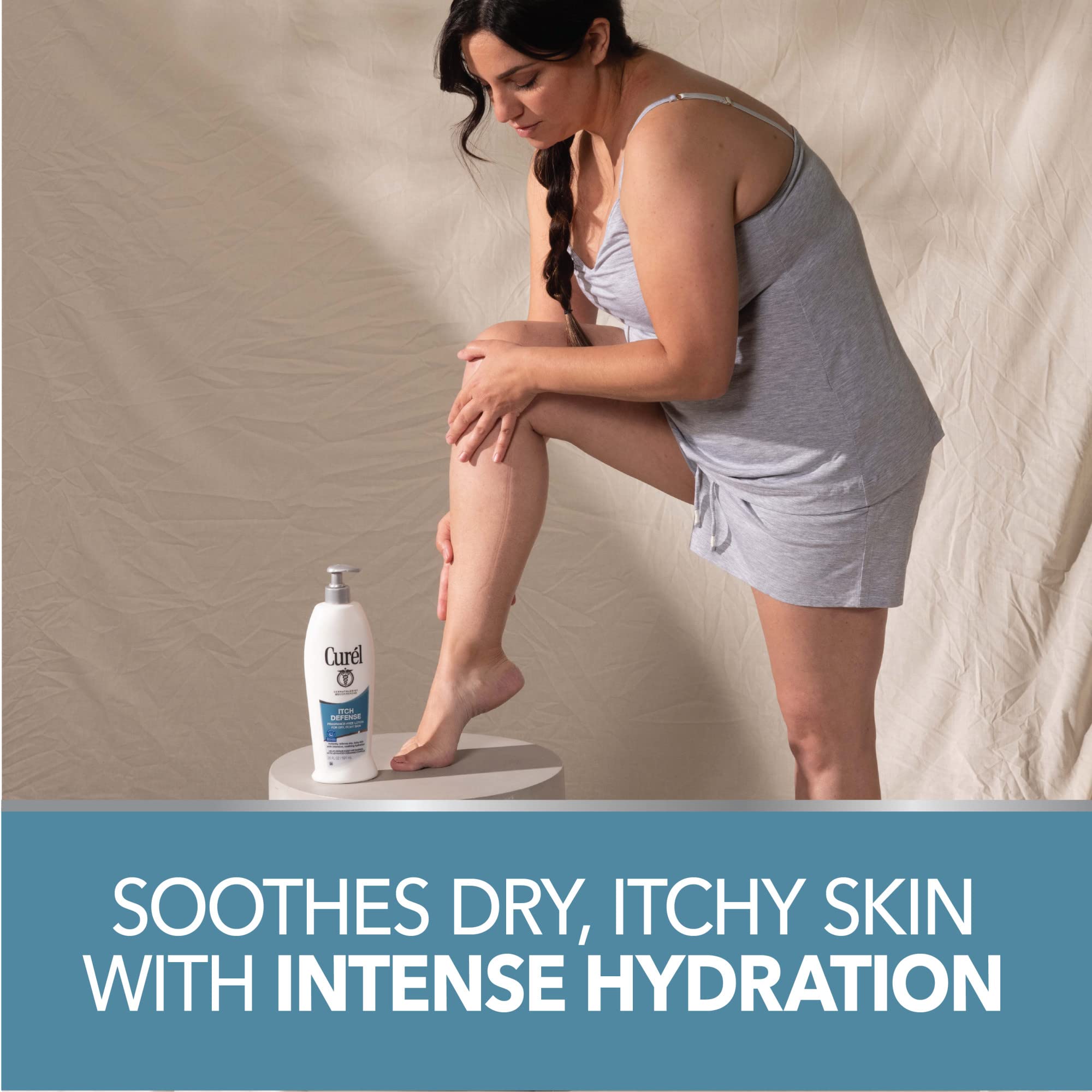 Curel Hydra Therapy Wet Skin Moisturizing Lotion for Dry Itchy Skin - 12 oz | Itch Defense Calming Body & Hand Lotion | Dermatologist Recommended for Eczema & Sensitive Skin | Perfect for Post-Shower & Daily Hydration