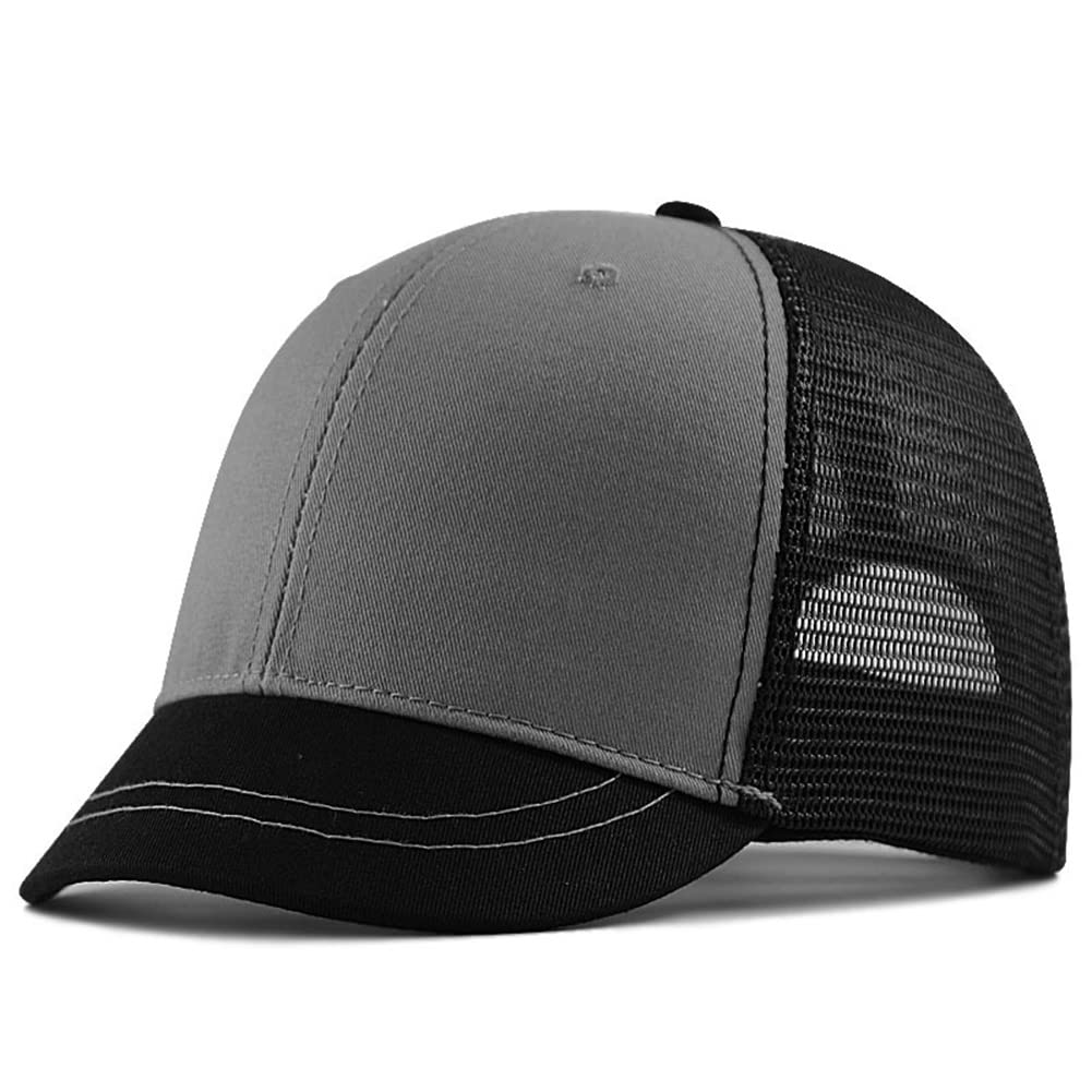 FASHIXD Plus Size Mesh Baseball Cap for Men & Women - Breathable Short Bill Trucker Hat for Summer, Sports, Running, Hiking & Outdoor Activities
