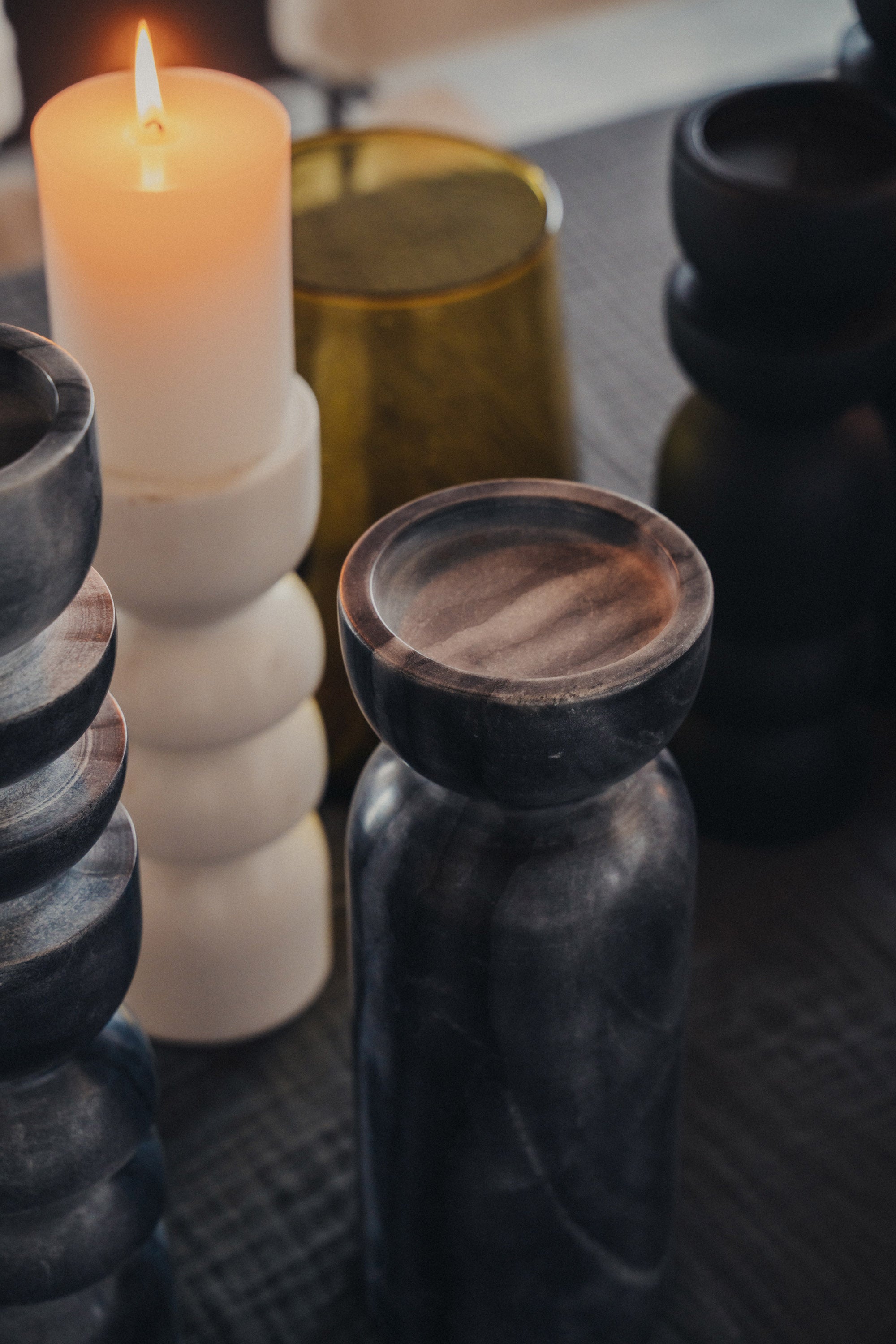 Elegant Black Marble Candle Holder for Home Decor - Perfect for Dining Table, Wedding Centerpiece, and Relaxing Bathroom Ambiance