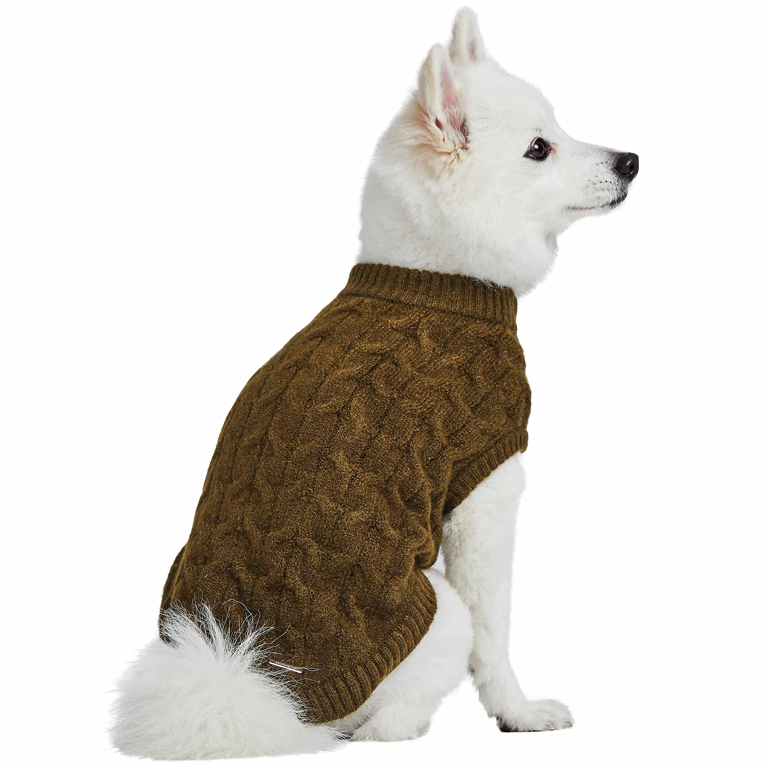 Dark Olive Blueberry Pet Classic Fuzzy Knit Dog Sweater - Cozy Fleece Pullover for Small Dogs, 12