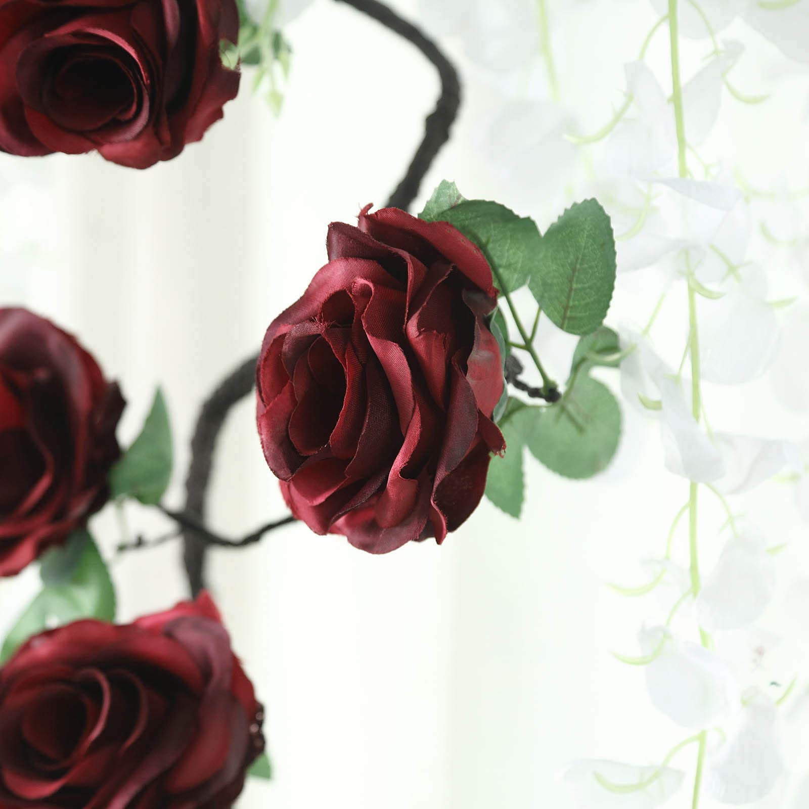 6ft Silk Rose Flower Garland with Leaves - Elegant Wedding Centerpiece, Party Decor, Bouquet Arrangement for Wholesale (Perfect for Weddings, Baby Showers & Home Decoration)