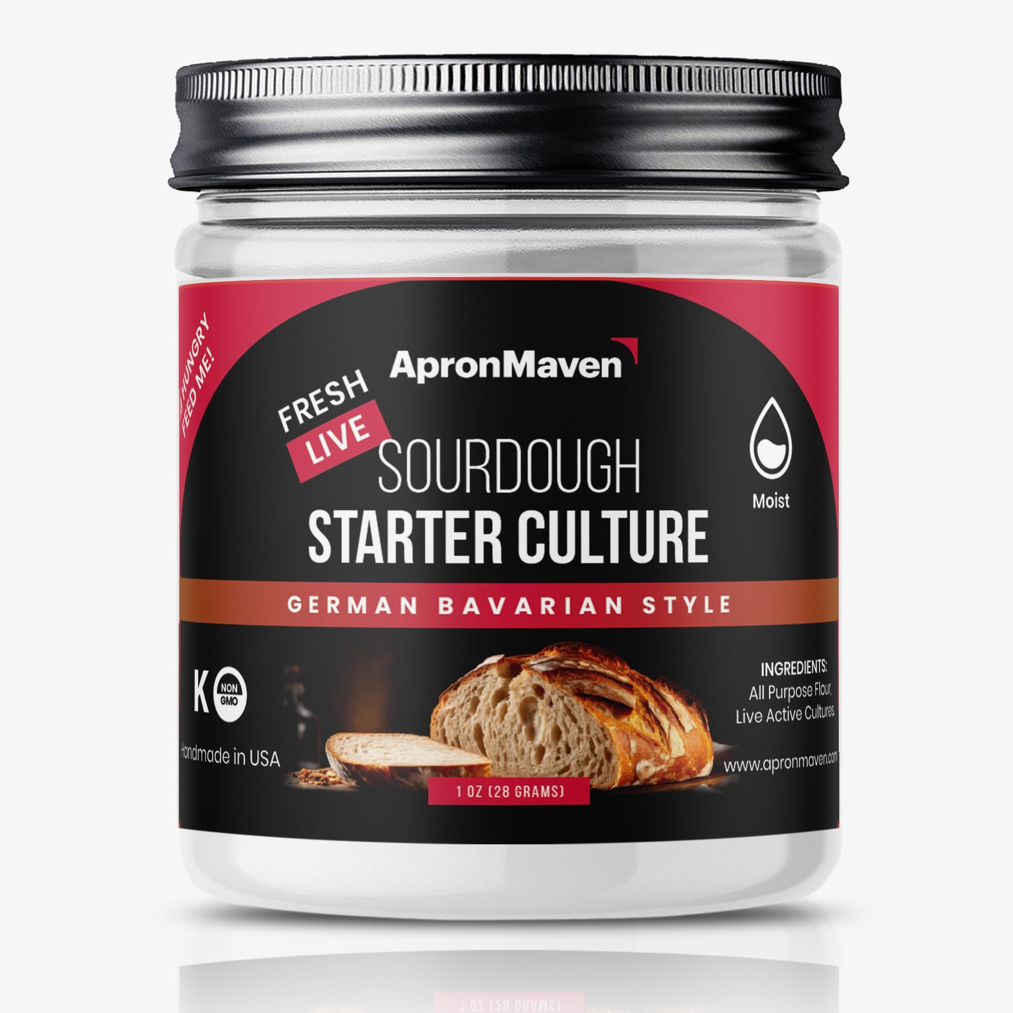 Premium Live Sourdough Starter Culture - Authentic German Bavarian Style - Fresh Liquid Sourdough in Glass Jar with Easy Feeding Instructions - Perfect for Homemade Artisan Bread, Pizza Dough & Pastry Baking at Home