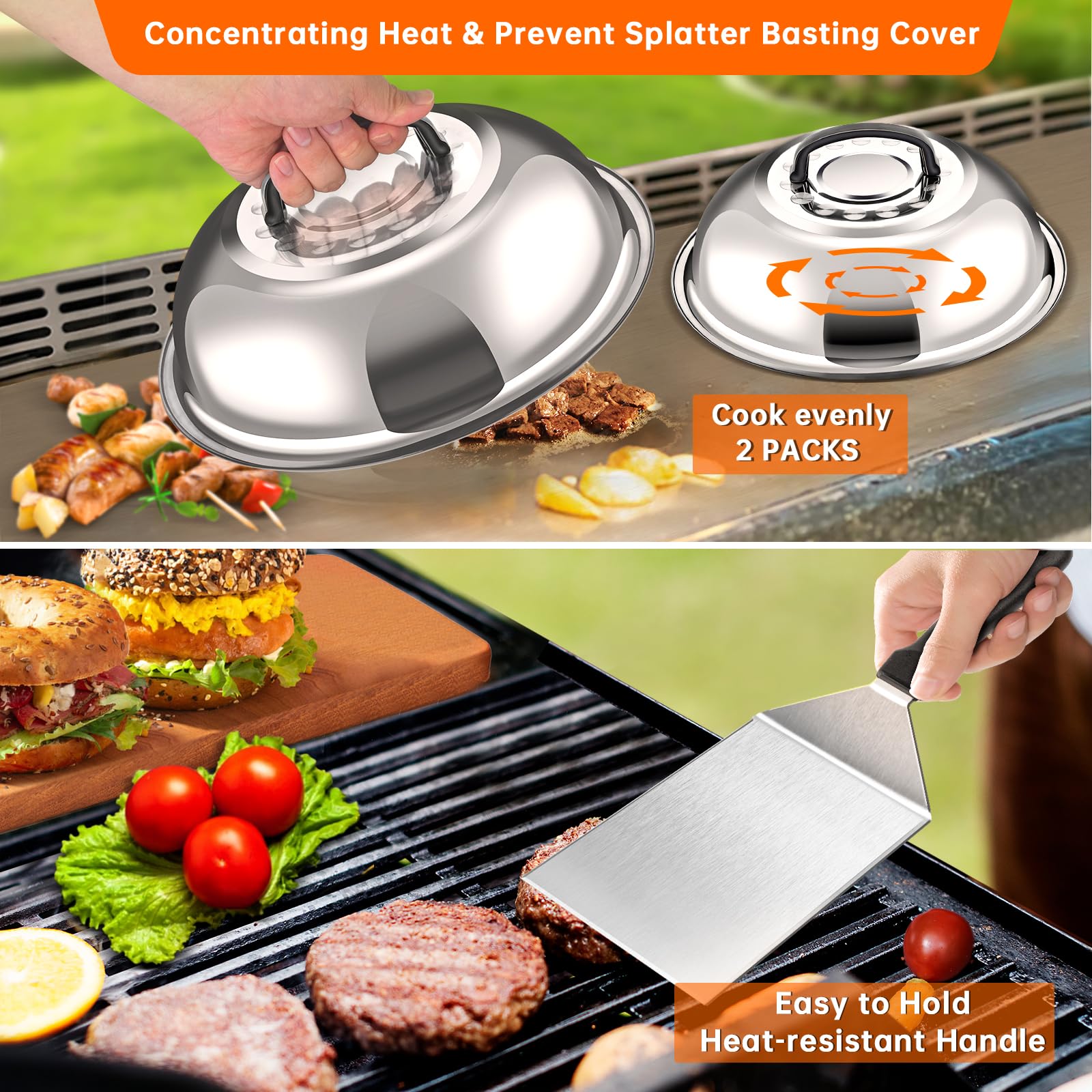 22PCS Griddle Accessories Kit for Blackstone & Camp Chef - Premium Flat Top Grill Tools Set with XL Spatulas, Basting Cover, Scraper & Silicone Grill Mat - Perfect for Outdoor BBQ, Camping & Backyard Cooking