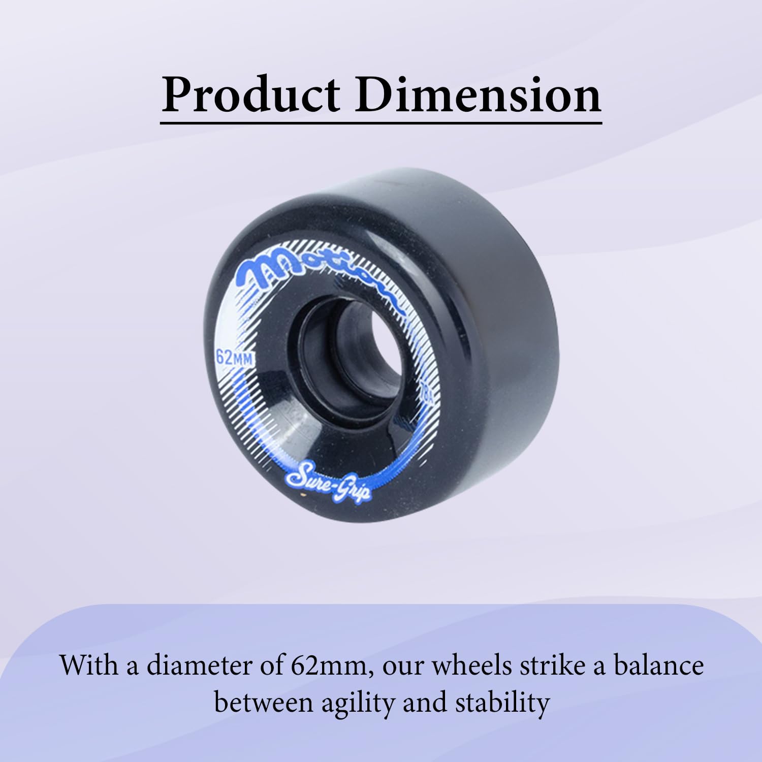 Sure-Grip Motion 78A Durometer Super Hi Rebound Urethane Outdoor Wheels - 62mm Diameter, Pack of 8 (Black) - Perfect for Outdoor Skating, Beginner Friendly, and Smooth Park Trails