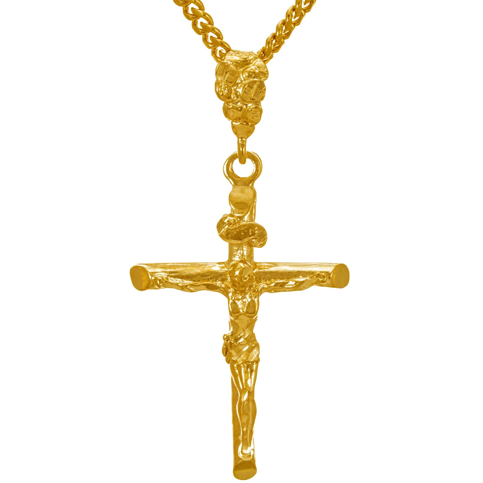LIFETIME JEWELRY 24K Gold Plated Crucifix Cross Necklace for Women & Men - Perfect for Daily Wear, Gifts & Religious Occasions