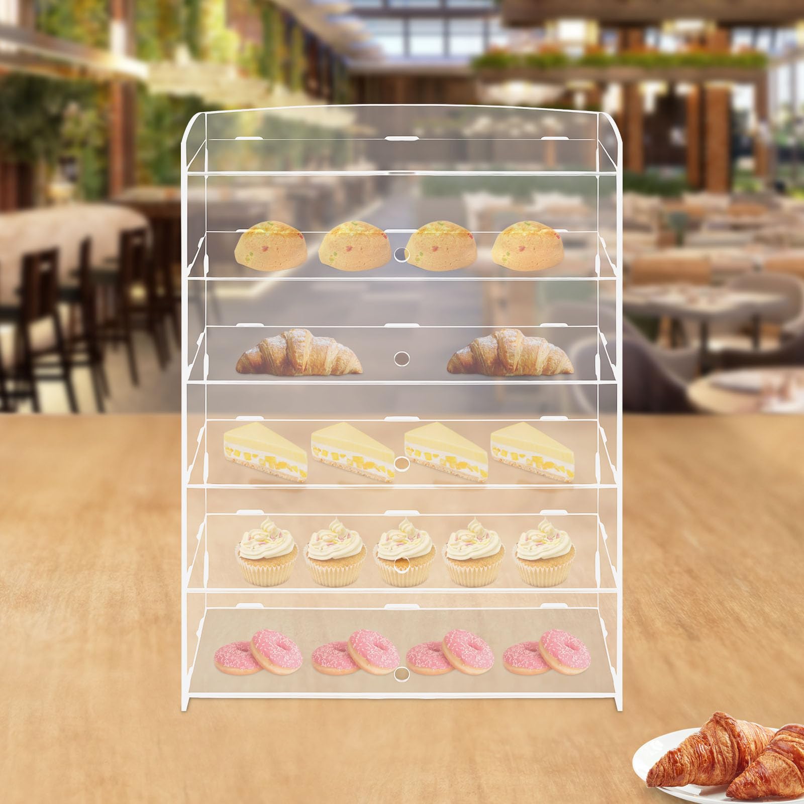 5-Tier Acrylic Display Case for Bakery Pastries, Donuts & Cookies - Countertop Dessert Showcase Shelf - Perfect for Bakeries, Cafes & Retail Stores