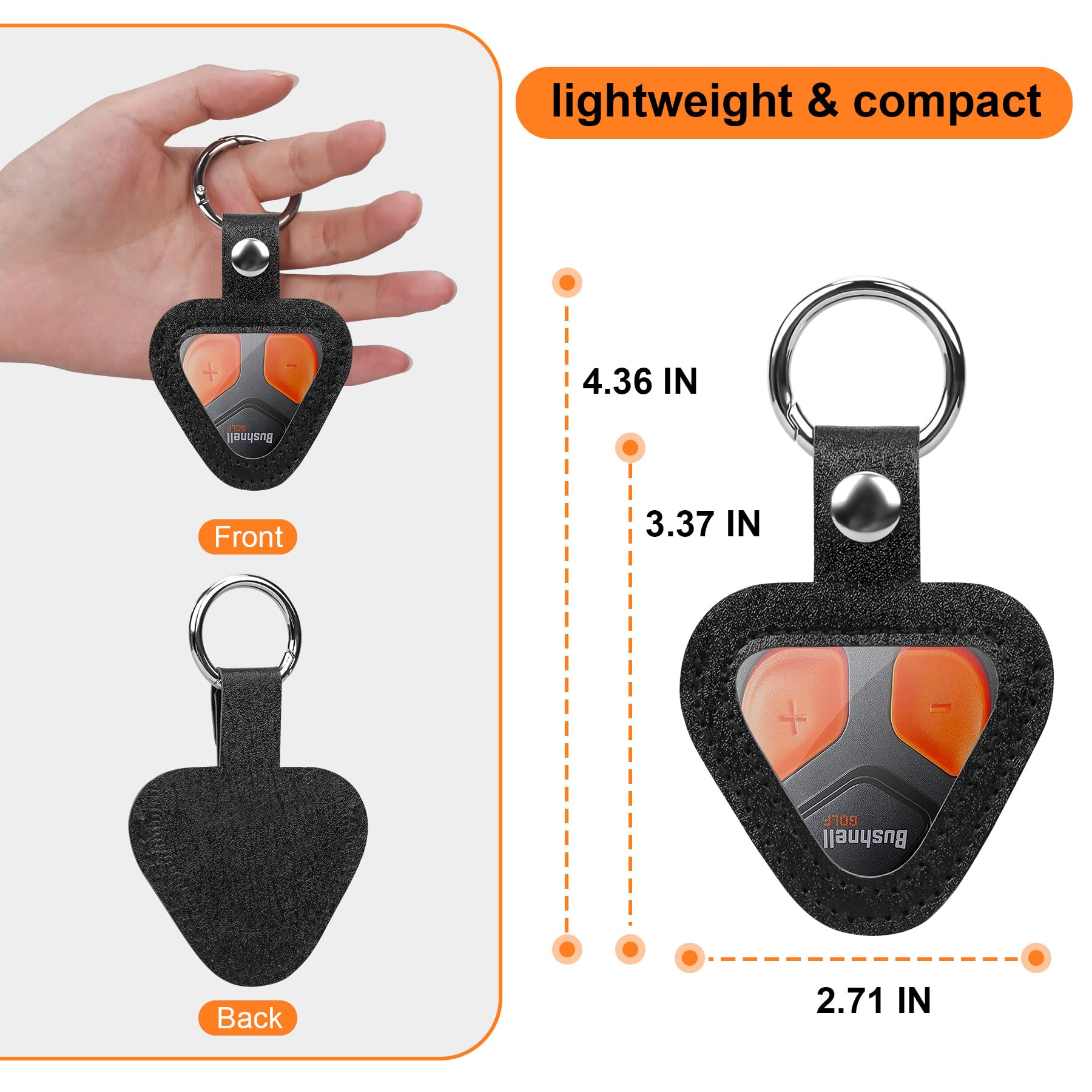 BOVKE Protective Case for Bushnell Wingman View Golf GPS Speaker - Bluetooth Remote Control Holder Cover with Carabiner (Black) - Durable Golf Accessory for On-Course Protection & Convenient Storage