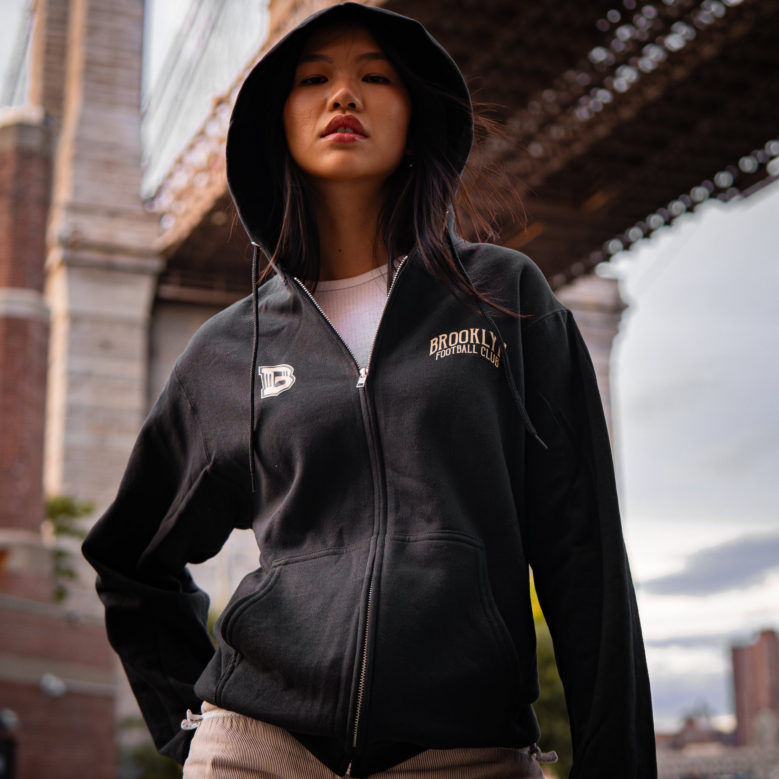 Brooklyn FC Soccer Retro Black Full Zip Up Jacket - Vintage Football Jacket for Men & Women - Perfect for Match Days, Training & Casual Wear