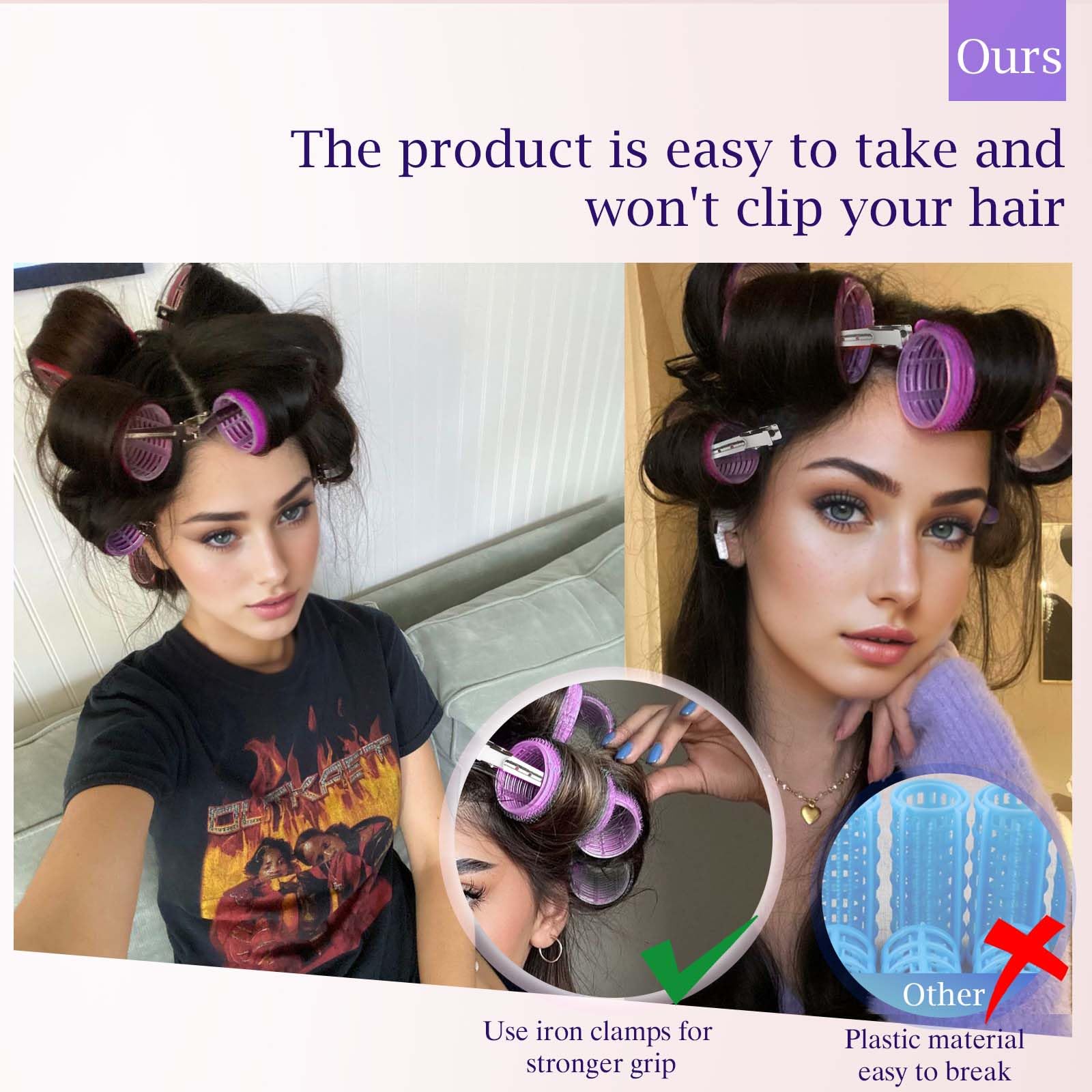 34Pcs Jumbo Hair Rollers Set with Clips - Large Hair Curlers for Voluminous Blowout Look (Multicolor) - Perfect for Salon Styling, Home Use & Special Occasions
