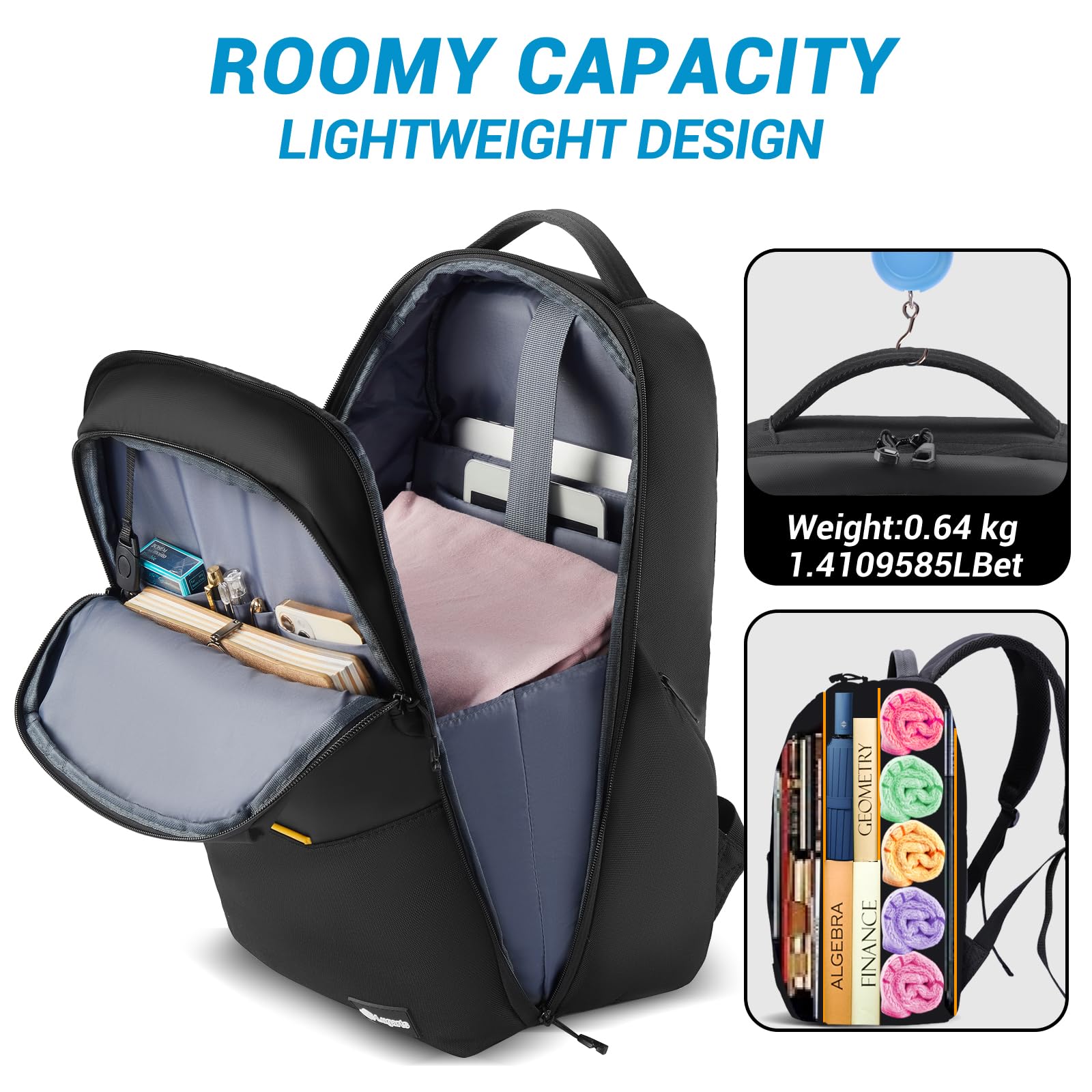 Lightweight Anti-Theft Travel Laptop Backpack for Men - Slim Waterproof Computer Bag with Double Laptop Compartments & Sleeve - Perfect for Business Trips, Commuting & College Use