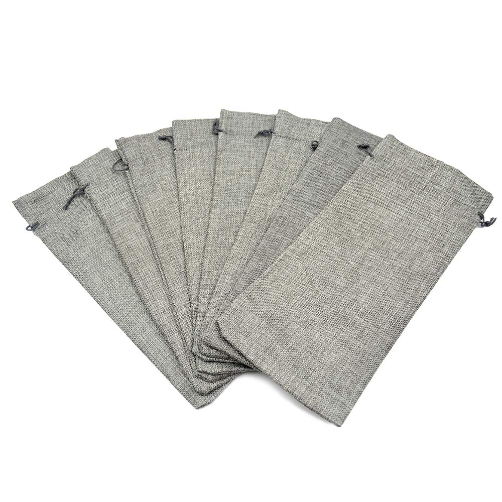 10-Piece Reusable Burlap Wine Gift Bags with Drawstring - Eco-Friendly Linen Champagne Bags for Liquor Bottles - Perfect for Wine Tasting, Christmas, Weddings, Housewarming, Birthdays & Holiday Parties (Grey) - Elegant & Sustainable Party Favors for Any Celebration