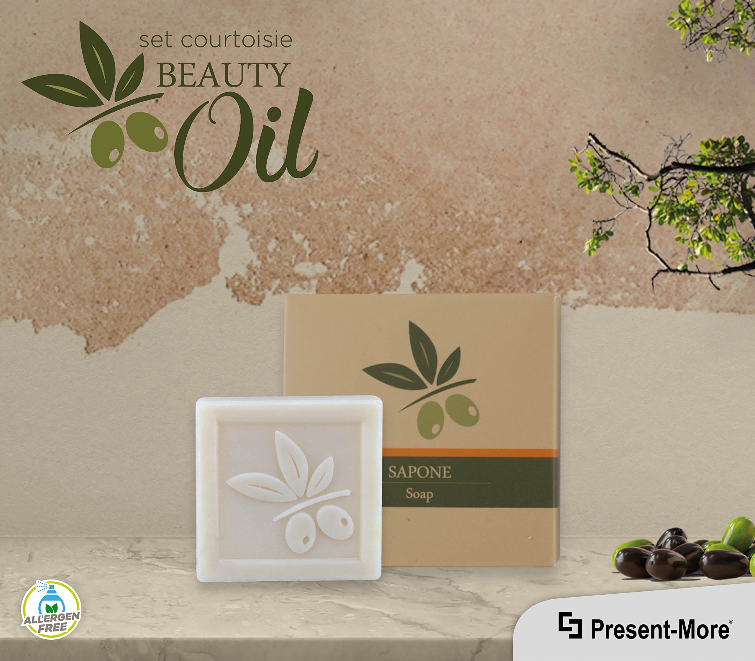 Present-More Savon 20g Beauty Oil - 250-Piece Allergen-Free Tahiti Fragrance Solid Soap Bars for Hotels & B&Bs | Natural Skin Care for Spa, Guest Amenities & Luxury Travel