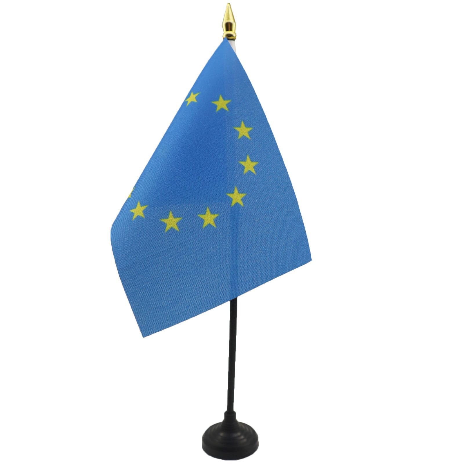 AZ FLAG - Europe Table Flag 4'' x 6'' (15 x 10 cm) - European Union Mini Desk Flag with 10'' Golden Spear Pole - 100% Polyester Office Banner - Perfect for Home, Office Decor & International Events