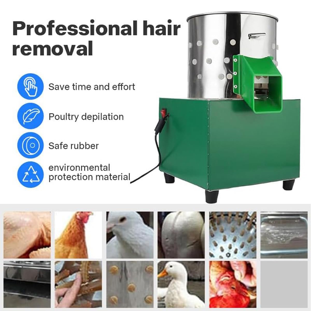 Electric Poultry Plucker Machine - Automatic Chicken Duck Feather Removal Tool for Home & Commercial Use | Perfect for Butchers, Farmers & Homesteaders
