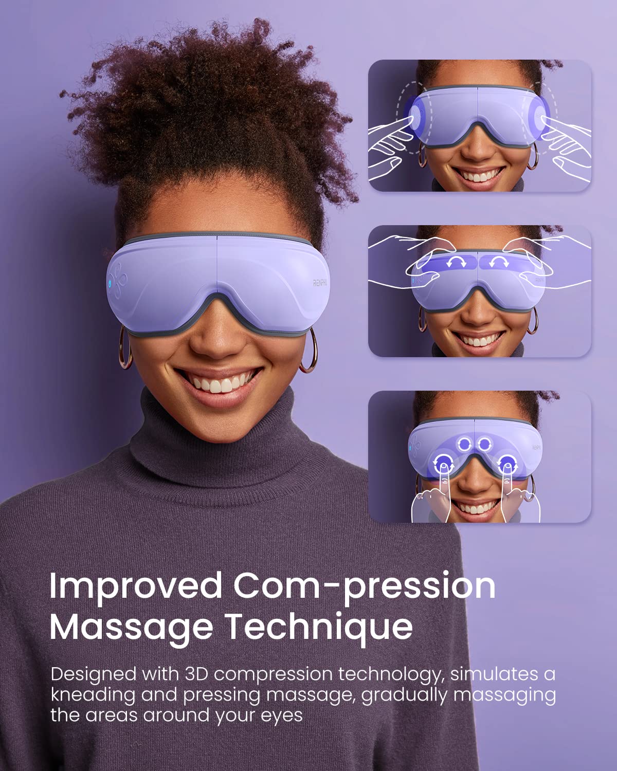 RENPHO Eyeris 2 Eye Massager with Heat - Rechargeable Eye Relaxation Device for Stress Relief, Headache & Dry Eyes - Perfect for Office, Travel & Home Use