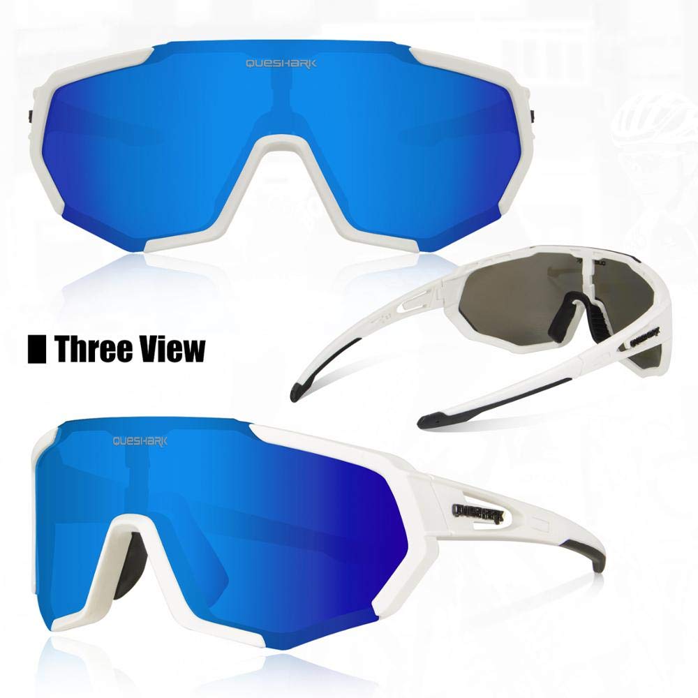 Queshark Polarized Cycling Glasses for Men & Women - UV Protection Sports Sunglasses with 2 HD Lenses - Ideal for Cycling, Running, Hiking & Outdoor Activities