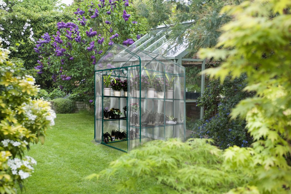 Home-Complete 56 x 56 x 76-Inch Walk-in Greenhouse with 8 Sturdy Shelves & PVC Cover - Indoor/Outdoor Plant Growing Tent for Herbs, Vegetables & Flowers - Perfect for Backyard Gardening, Urban Farming & Winter Plant Protection
