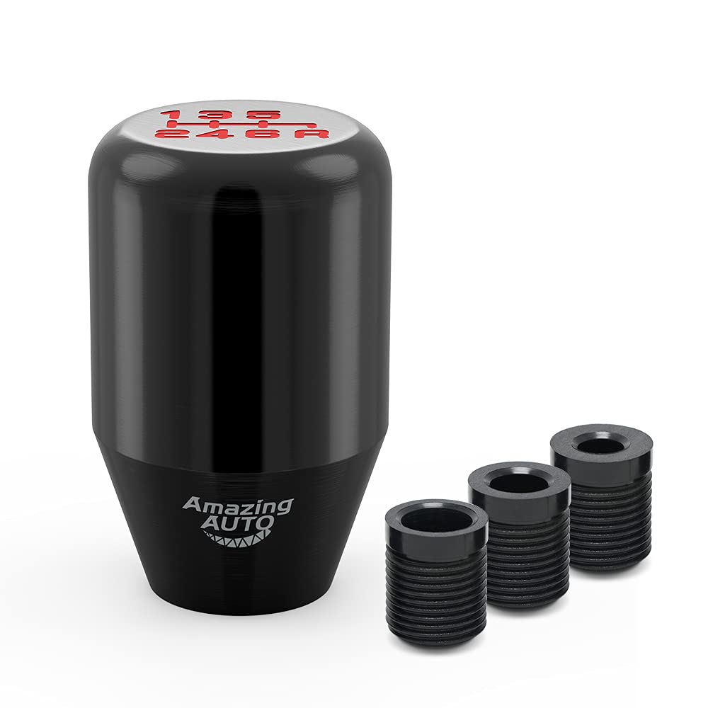 Black 6-Speed Weighted Manual & Automatic Shifter Knob with 3 Adapters - Universal Fit for Most Manual & Automatic Cars - Perfect for Racing, Daily Driving & Car Customization