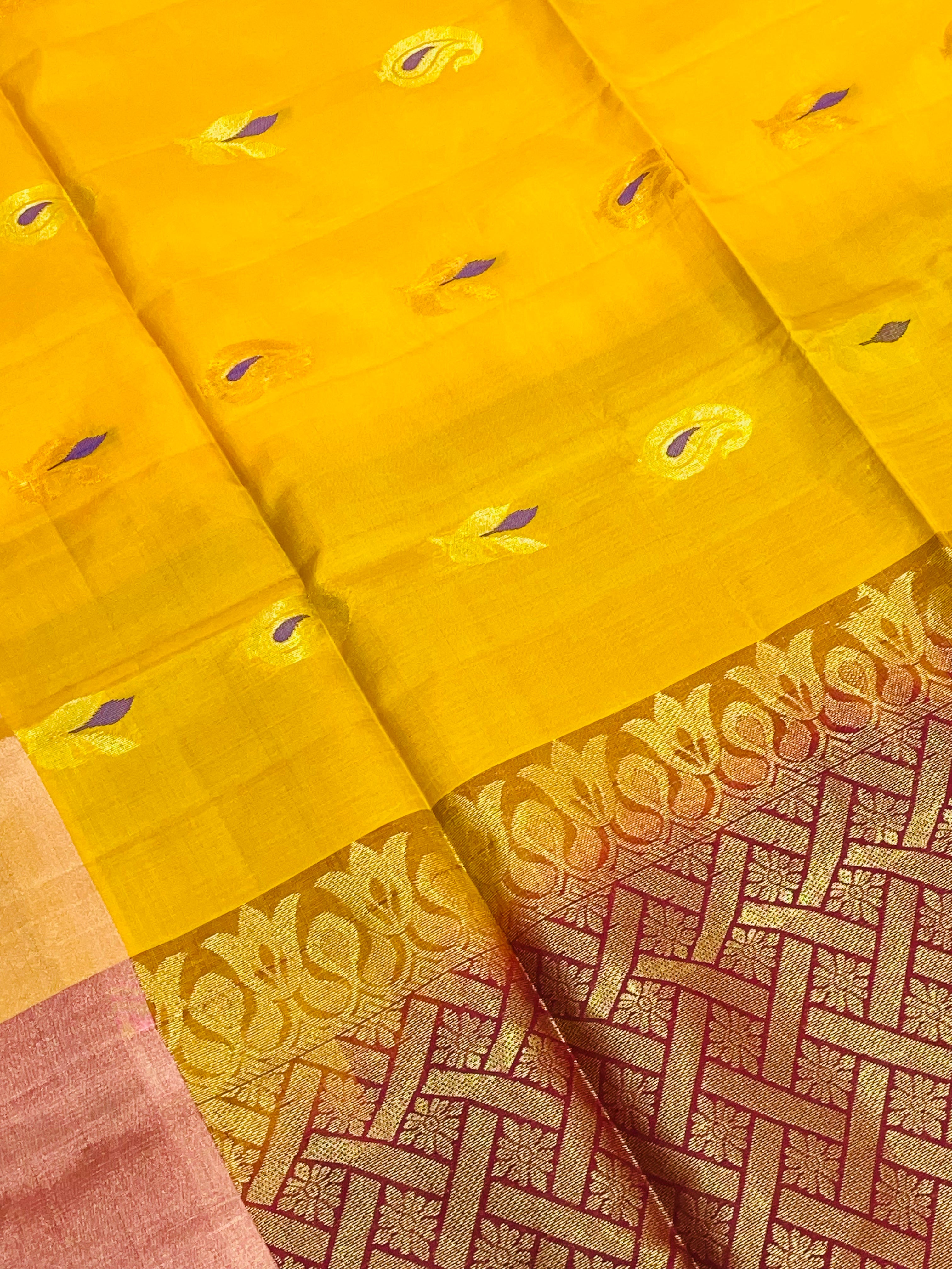 Authentic Yellow Pure Kanchi Silk Saree for Women - SILKMARK Certified | Elegant Traditional Wear for Weddings, Festivals & Special Occasions