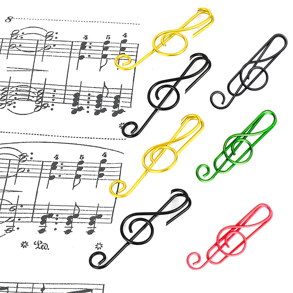 100 Pieces Music Note Paper Clips - Cute Musical Note Shaped Clips for Office, School, Desk Organization - Perfect for Bookmarking, Crafting & Gift Wrapping (Black & Silver)