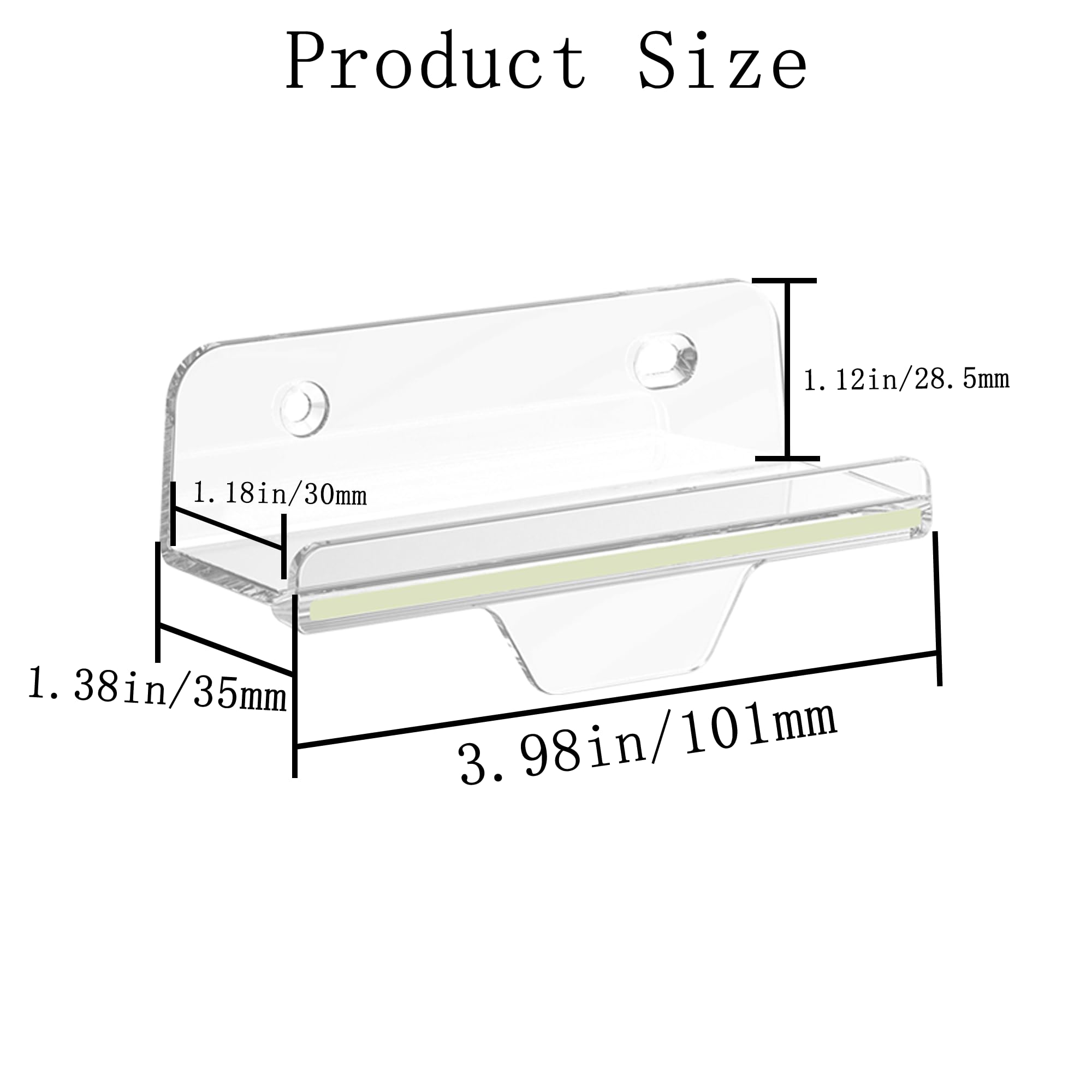 10 Pack Clear Vinyl Record Wall Mount Holder - 4 Inch Glow in the Dark Album Shelf with Fluorescent Strip for Vinyl Records, DVDs, Photos & Makeup - Perfect for Bedroom, Living Room & Music Studio Organization