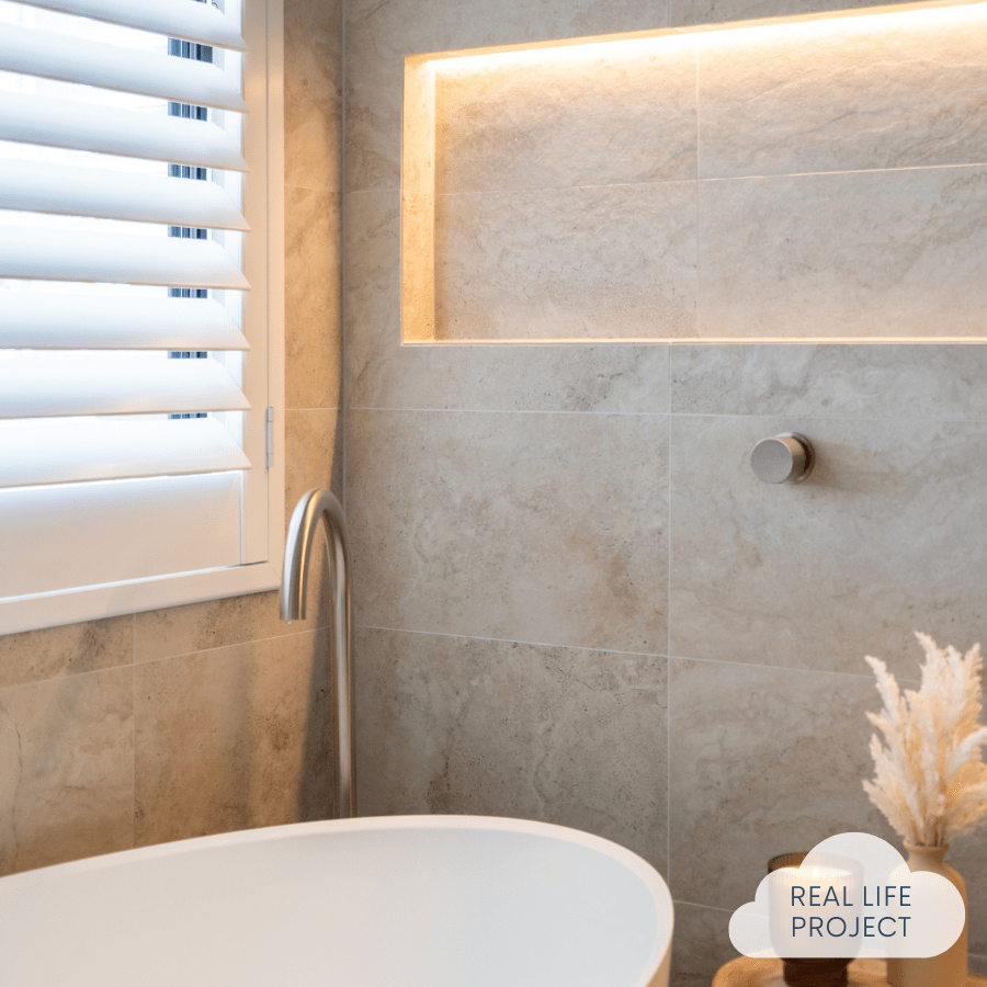 Byron Travertine Look Ivory Matte Tile - Natural Stone Effect Ceramic Floor & Wall Tile for Bathroom, Kitchen, and Living Room Decoration