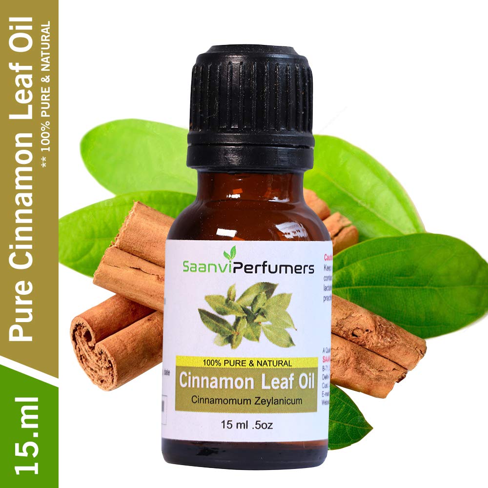 **Saanvi Perfumers 100% Pure Natural Cinnamon Leaf (Dalchini) Essential Oil - 15ml for Hair Growth, Skin Care, Face & Acne Treatment | Aromatherapy, Massage & DIY Beauty**