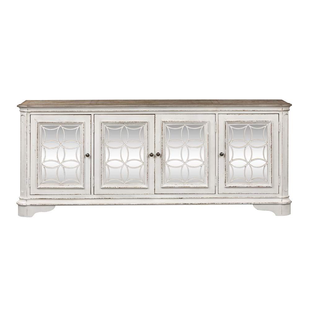 Liberty Furniture INDUSTRIES Magnolia Manor 84 Inch TV Stand Console - Antique White Finish for Living Room, Bedroom & Home Theater Entertainment Centers
