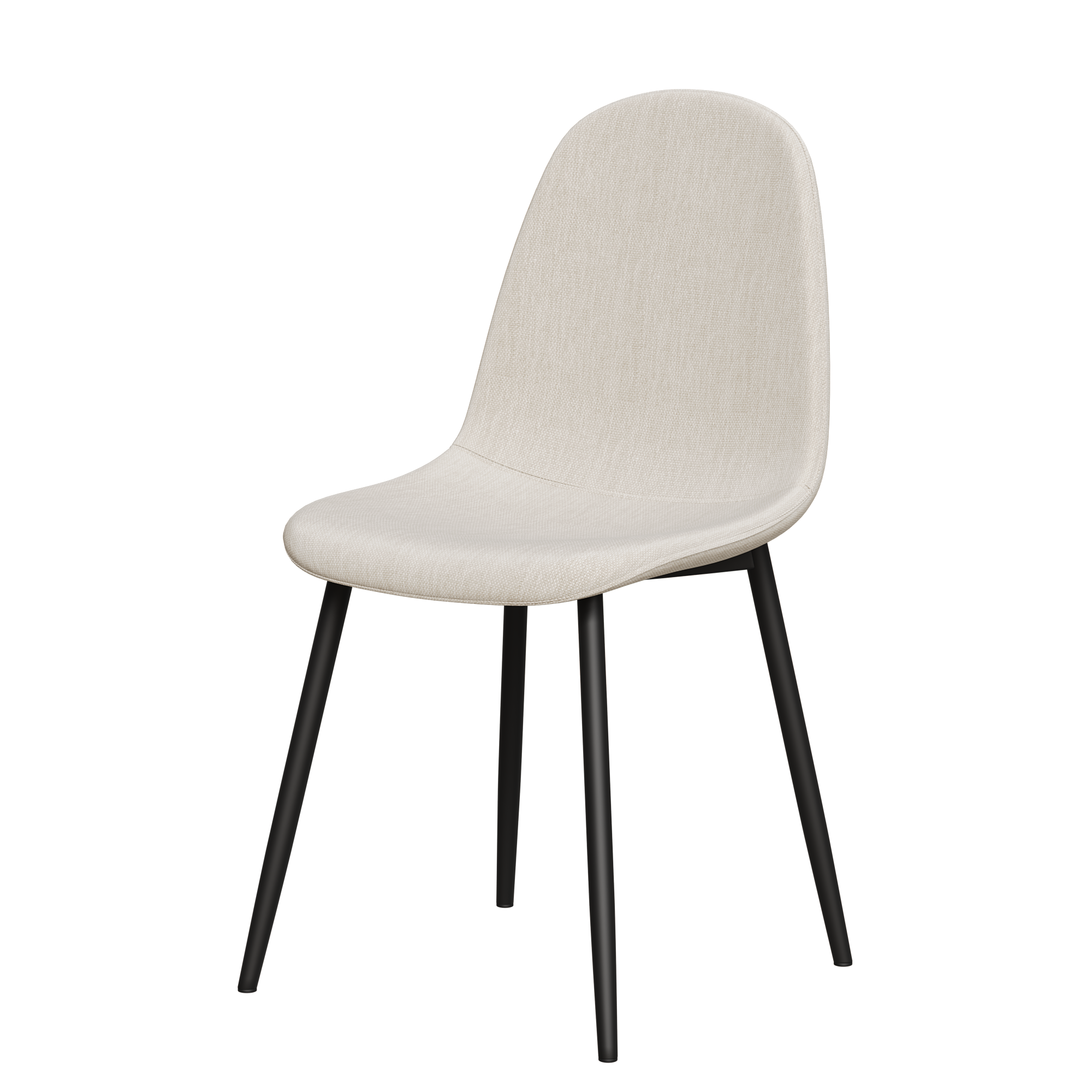 4-Piece Modern Dining Chairs Set - Linen Padded Seats with Sturdy Black Metal Legs (Beige) - Perfect for Kitchen, Dining Room, Home & Office Use