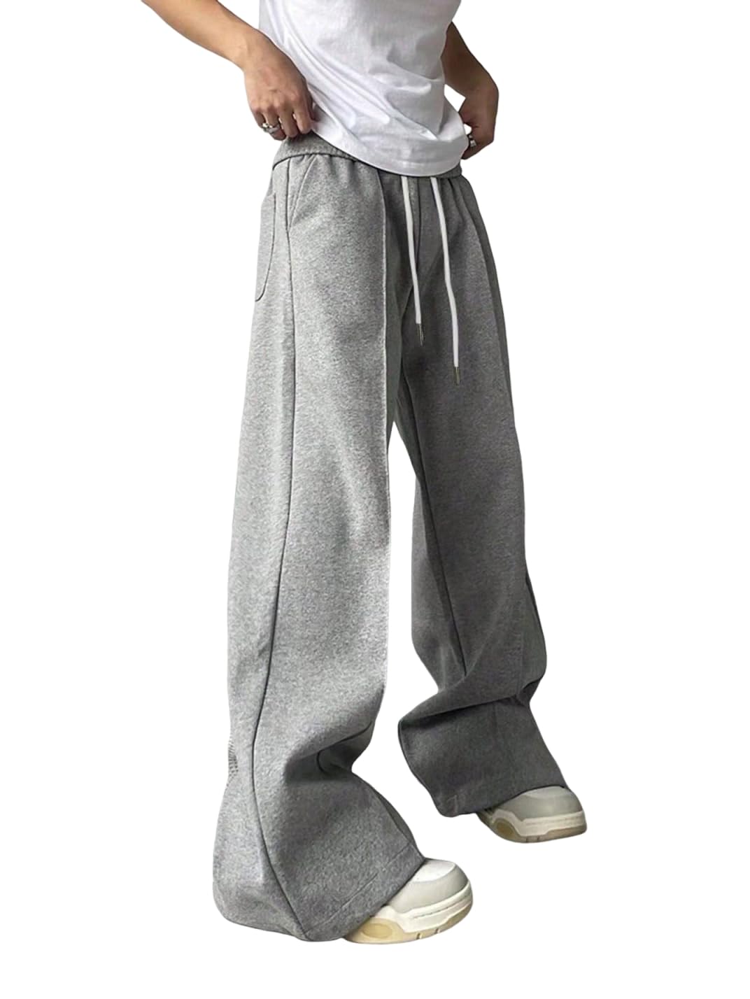 GORGLITTER Men's Flared Sweatpants - Baggy Wide Leg Joggers with Pockets | Oversized Casual Lounge Pants for Streetwear & Home Comfort