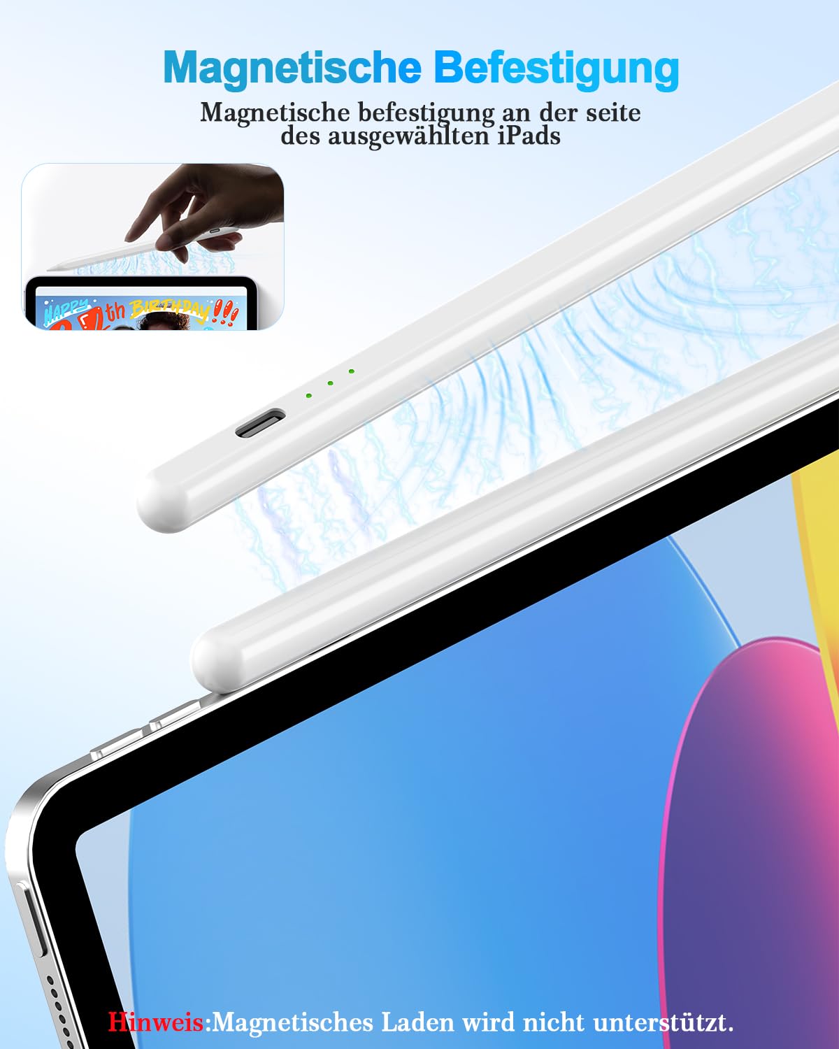 Ciscle Stylus Pen for iPad 2018-2024 - Fast Charging, Tilt Sensitivity, Apple Pencil Compatible with iPad Pro M4, Air M2, Pro 13''/12.9''/11'', iPad 10/9/8/7/6, Mini 6/5, Air 5/4/3 - Perfect for Drawing, Note-Taking & Digital Art