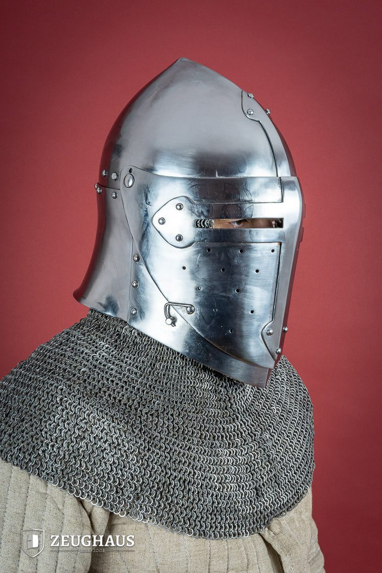 1.6mm Polished Sugar Loaf Helmet with Visor - Medieval Armor for LARP, Cosplay & Historical Reenactment