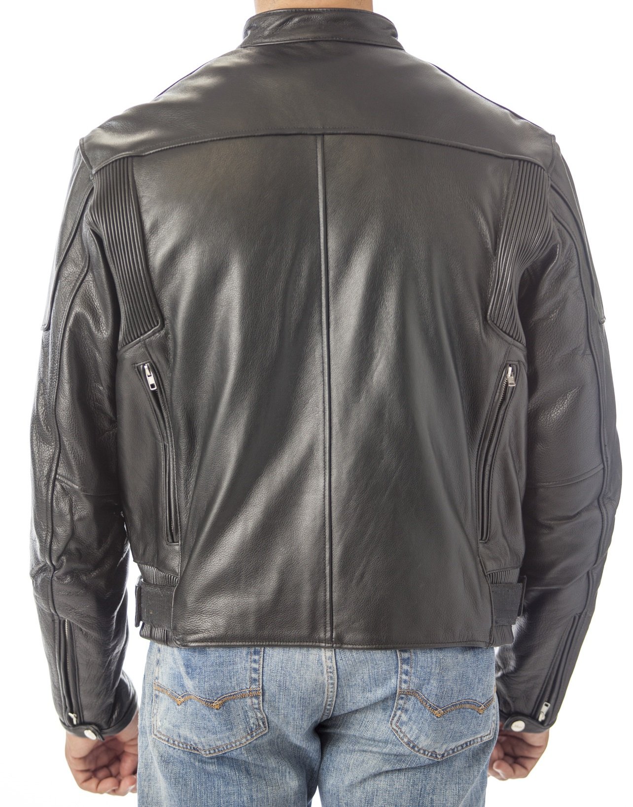 REED Men's Premium Genuine Leather Motorcycle Jacket with Zipper Air Vents - Breathable Biker Jacket for Riding, Cruising & Outdoor Adventures