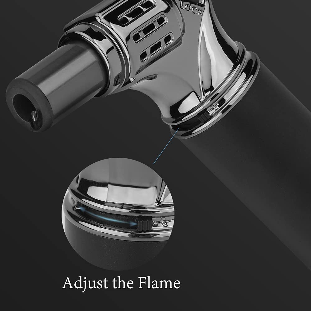Windproof Cigar Lighter - Adjustable Single Flame Refillable Torch for Outdoor & Smoking