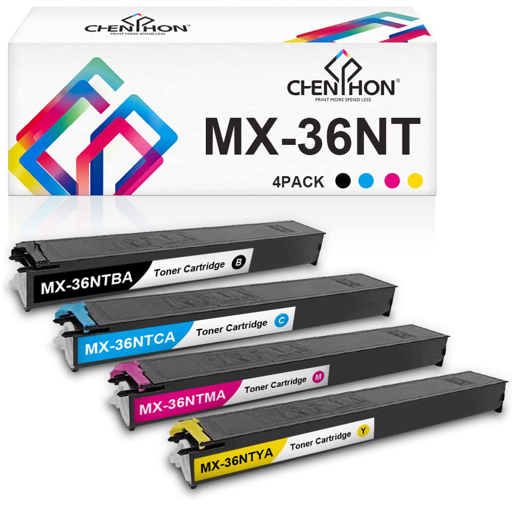 Sharp MX-36NT Toner Cartridge Replacement [4-Pack KCMY] - Compatible with MX-2610N, MX-2615N, MX-3110N, MX-3115N, MX-3610N Printers | High-Yield Printing for Office & Home Use