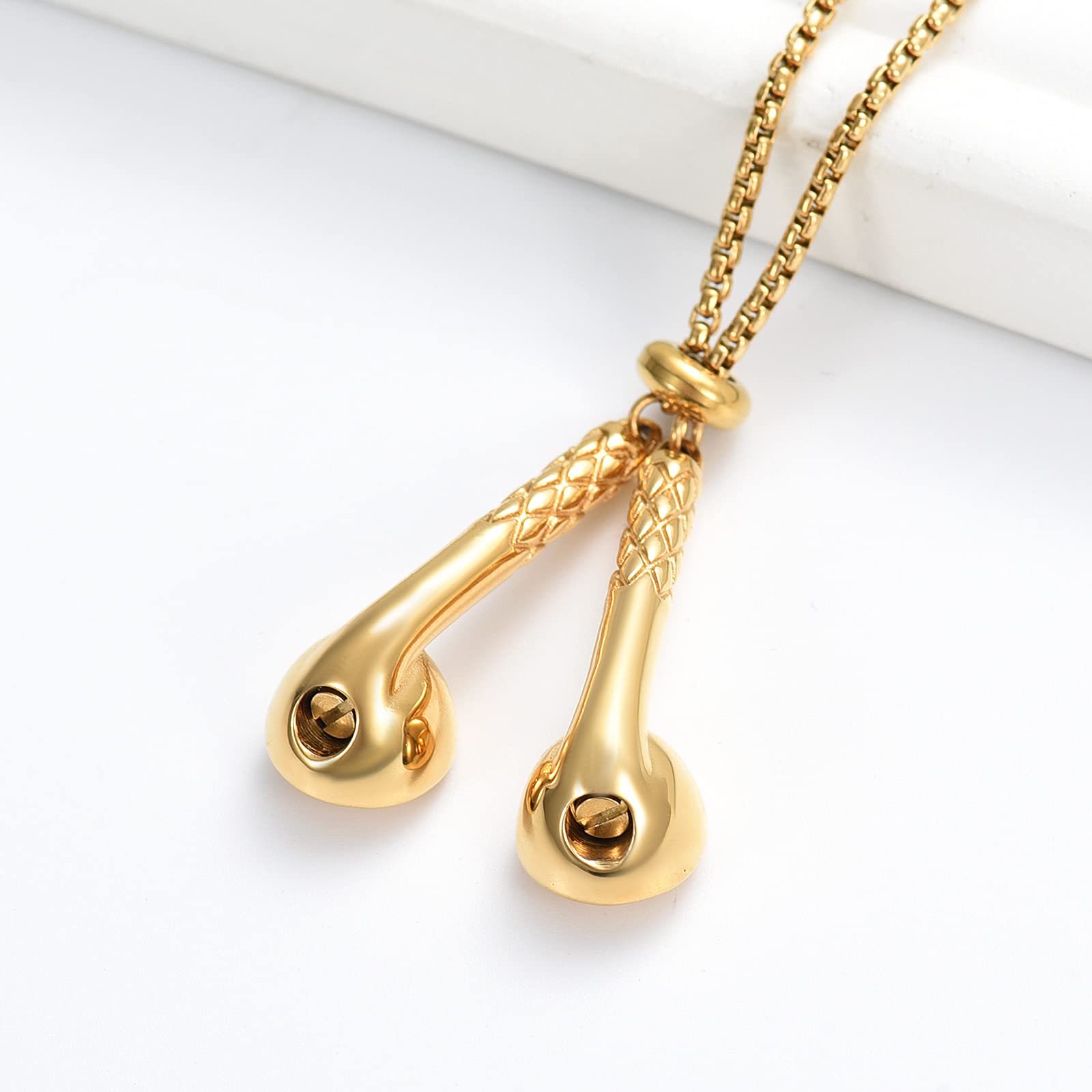 IMRSANL Stainless Steel Cremation Jewelry - Headphone Urn Necklace for Ashes, Memorial Keepsake Pendant with Music Theme - Perfect for Remembering Loved Ones, Grieving Process & Memorial Gifts