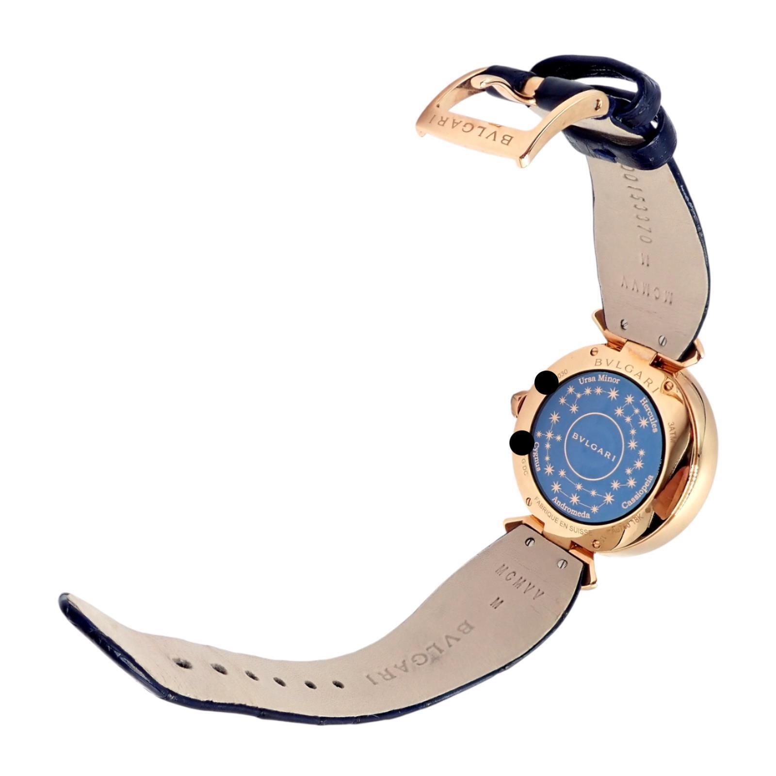 Bulgari 18k Rose Gold Diamond Sapphire Divas Dream Automatic Roman Night Watch - Luxury Women's Timepiece for Gala Events & Evening Occasions