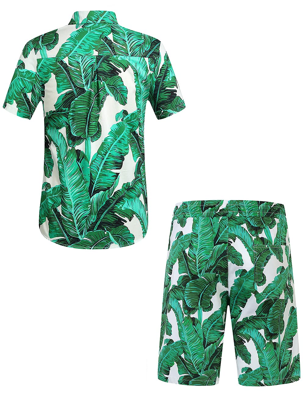 Men's Hawaiian Shirt & Short Sleeve Button Down Shirt Set | SSLR Casual Summer Suit for Beach, Luau & Vacation | Lightweight Breathable Aloha Shirts for Men