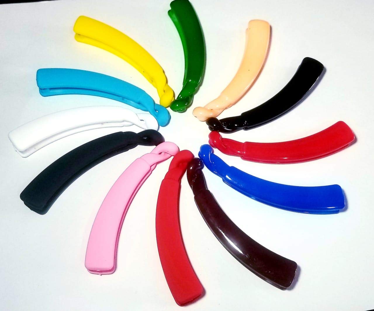 SR SELECTION Matte Plastic Banana Hair Clips for Women - Pack of 12 (6+6, Medium Size, Multicolor) - Perfect for School, Work, Gym & Everyday Hair Styling