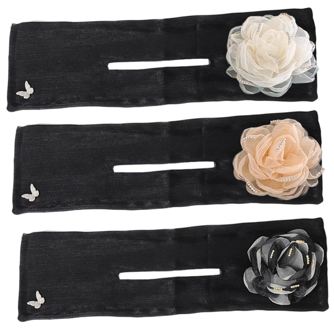 Beavorty 3-Piece Camellia Hair Bun Maker Set - Hair Donut Shaper, Bun Ribbon, and Fabric Tools for Teens and Girls - Perfect for School, Parties, and Everyday Hairstyles
