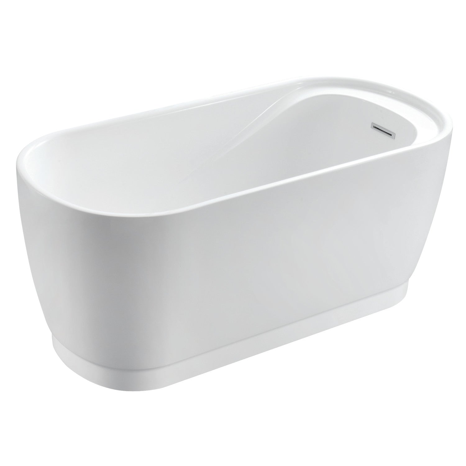 Aqua Eden 59 Inch Acrylic Oval Freestanding Bathtub - Double Ended Soaking Tub with Drain & Built-in Seat, Glossy White - Perfect for Luxury Bathrooms & Spa Retreats