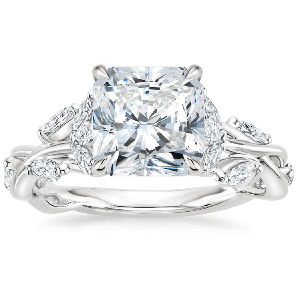 3.00 CT Radiant Cut Moissanite Engagement Ring Set - Wedding Bridal Solitaire Ring with 4 Prong Accent - Vintage Antique Style in Gold/Silver - Perfect for Proposals, Anniversaries & Special Occasions