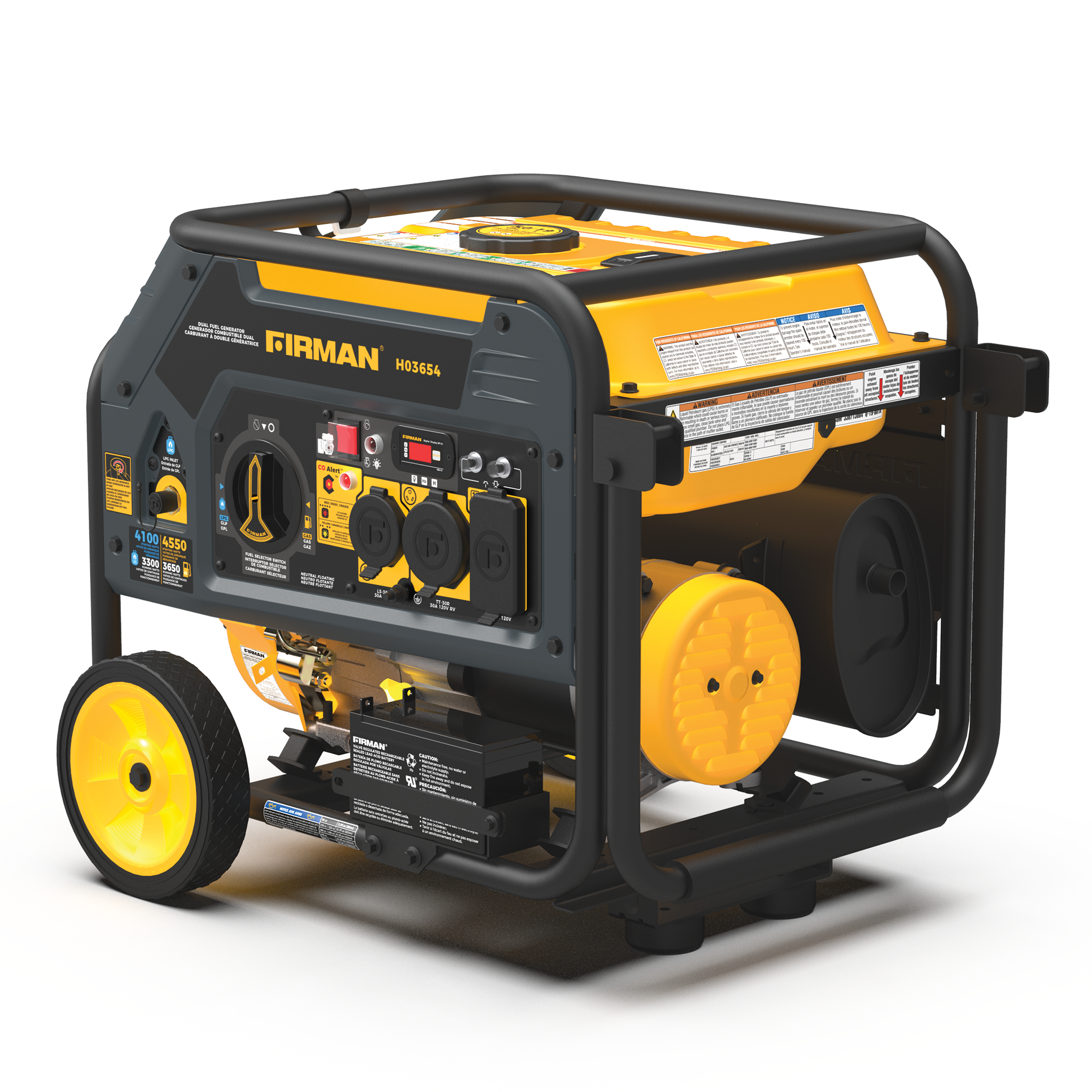 4550W Dual Fuel Portable Generator with Electric Start & CO Alert - Perfect for Camping, Emergencies, and Home Backup Power