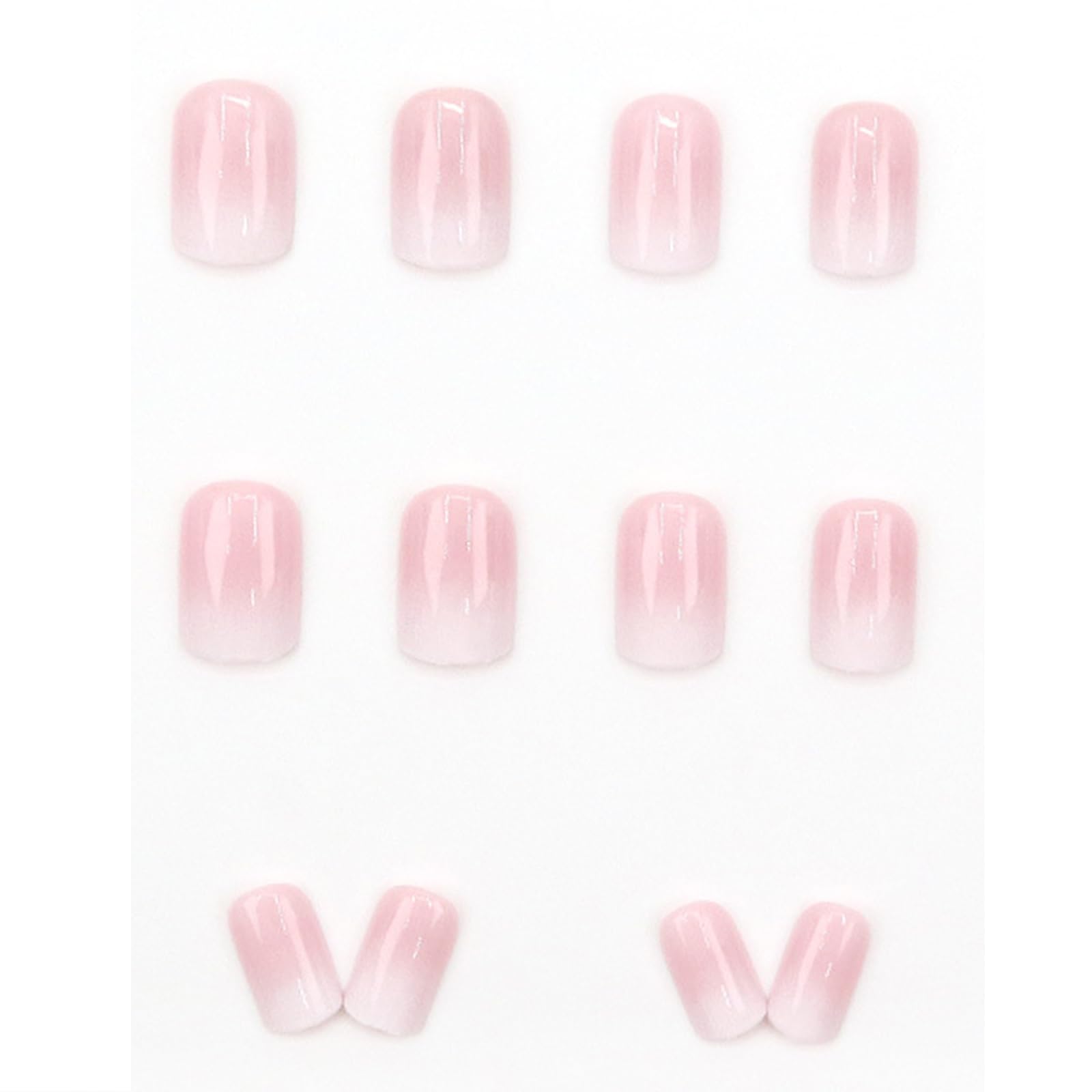 24PCS Short Square Press on Fake Nails - Natural Glitter Gradient French Design, Full Cover Acrylic Glue on Nails for Women | Perfect for Parties, Weddings, Daily Manicure & Nail Art Decoration