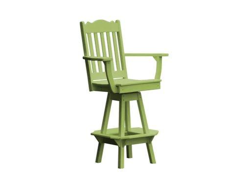A & L Furniture Royal Swivel Bar Chair with Arms - Modern Counter Height Stool for Kitchen Island, Home Bar & Dining Room - Comfortable Upholstered Seat with 360° Rotation