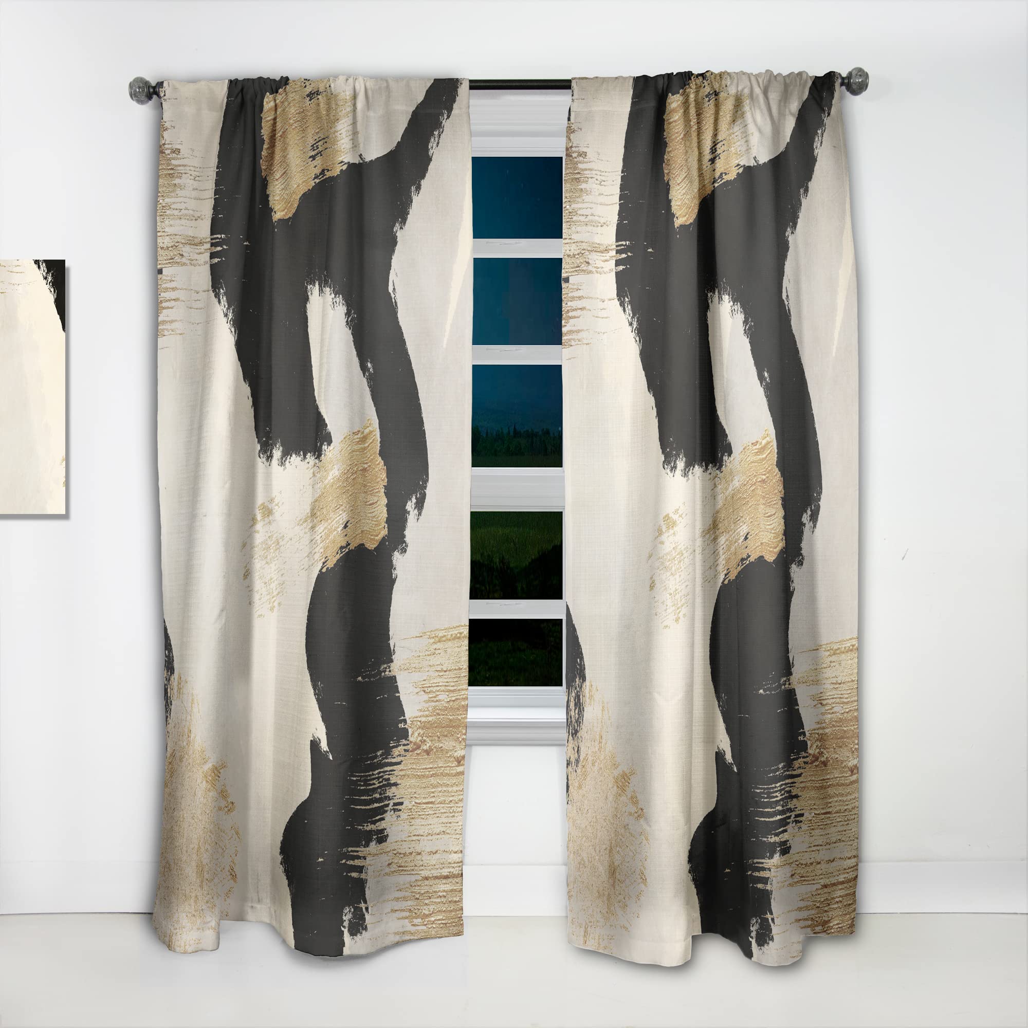 DesignQ 'Glam Collage III' Thermal Insulated Curtains - Single Panel 52x108 Inches - Elegant Window Treatments for Bedroom & Living Room - Perfect for Home Decor, Light Blocking & Energy Efficiency