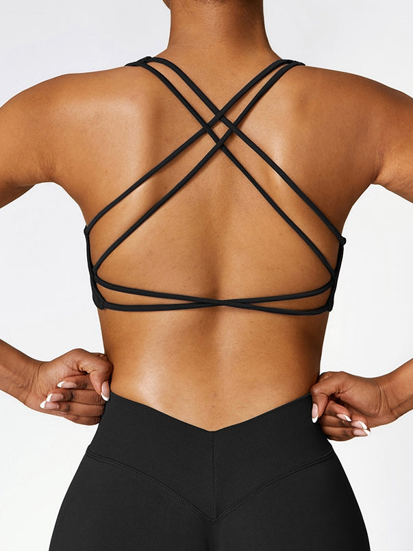 ZASUWA Women's Seamless Cross Back Sports Bra - High Support Workout Top for Yoga, Running & Gym - Comfortable & Breathable Activewear