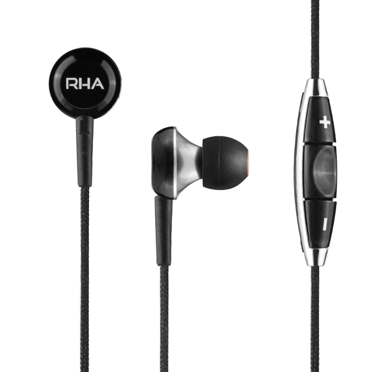 RHA MA450i Black Noise Isolating In-Ear Earphones with Remote & Mic - Perfect for Commuting, Workouts & Travel