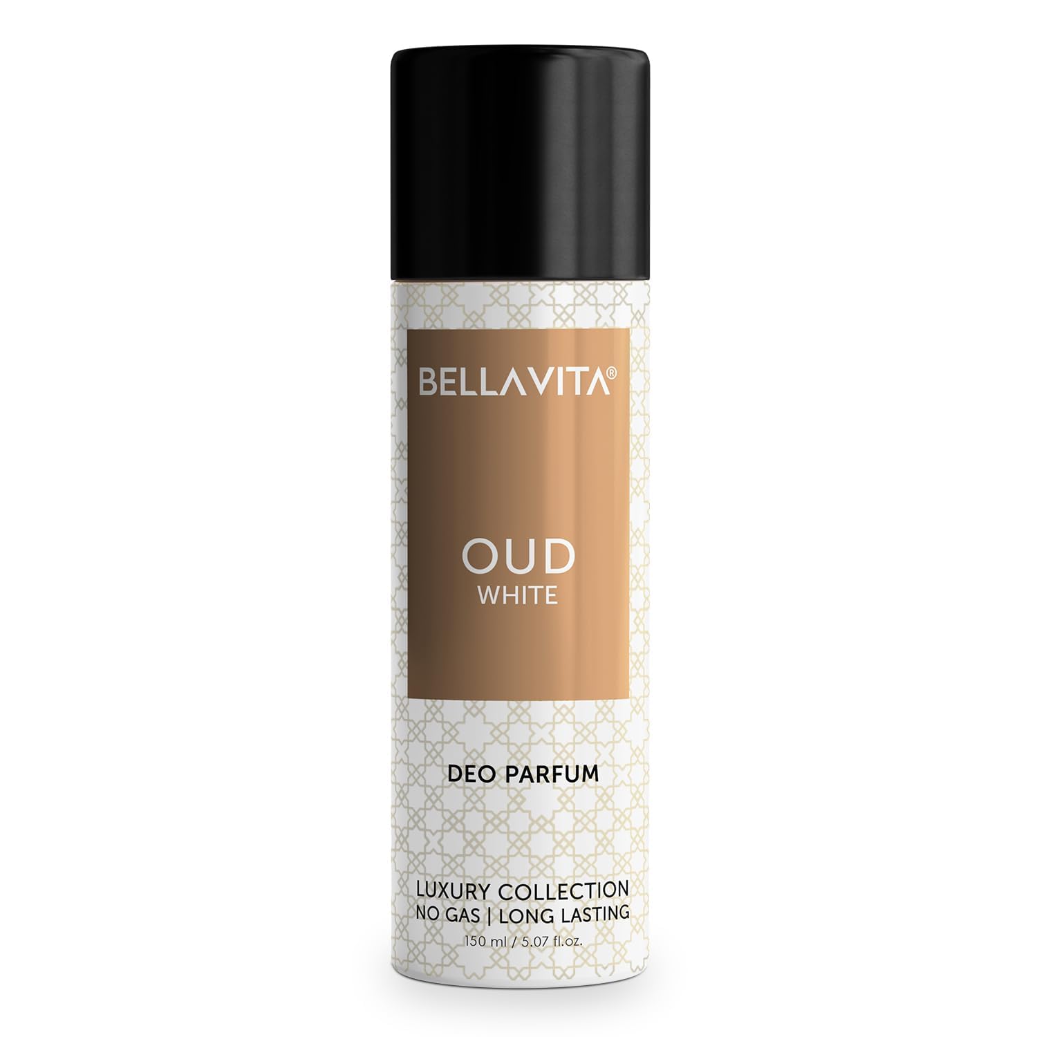 Bella Vita Luxury OUD WHITE No Gas Body Deodorant Perfume for Men - Orange, Freesia & Tobacco Woody Scent | Long Lasting 150ml Deodorant Spray | Perfect for Work, Gym & Night Out